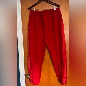 ❤️ Adidas x Ivy Park Red Joggers w/ Orange Stripes – XL | Unisex | Cozy Luxe